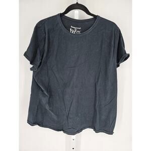 Essential Women's Round Neck Long Sleeve Black Casual Plain Tee Top Size 3X/3XG